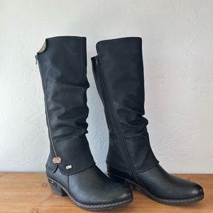 Rieker Black Riding Boots Size 8.5 (40)
